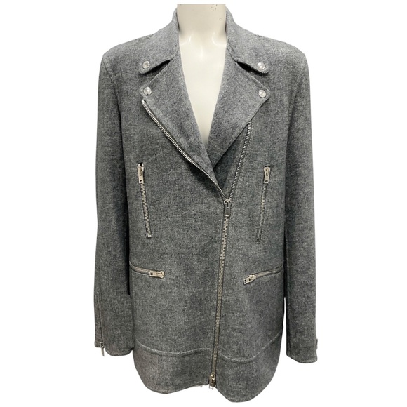 ALEXANDER WANG GRAVEL GREY ZIPPER DETAIL WOOL COAT - Picture 1 of 5